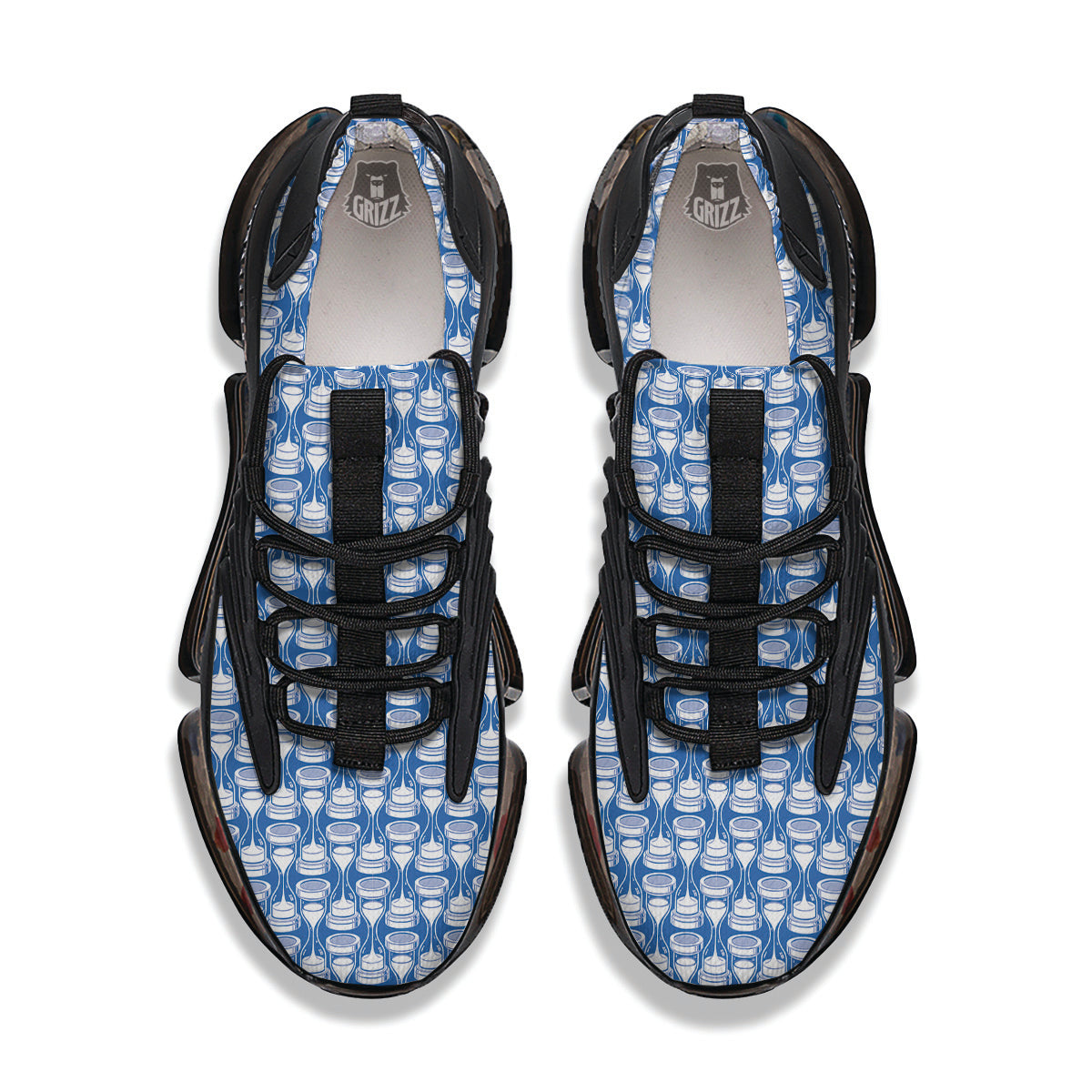 Hourglasses White And Blue Print Pattern Black Gym Shoes-grizzshop