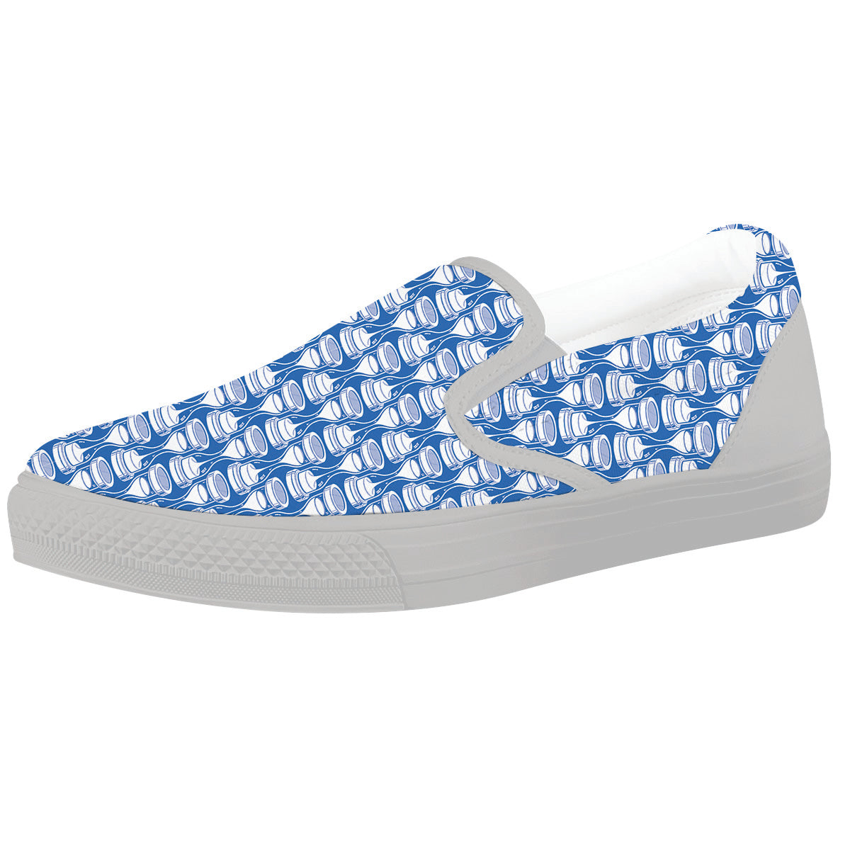 Hourglasses White And Blue Print Pattern White Slip On Shoes-grizzshop