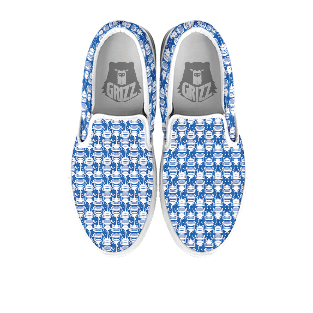 Hourglasses White And Blue Print Pattern White Slip On Shoes-grizzshop