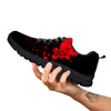 Howling Wolf Red Moon Print Black Sneaker-grizzshop