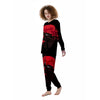 Howling Wolf Red Moon Print Women's Pajamas-grizzshop