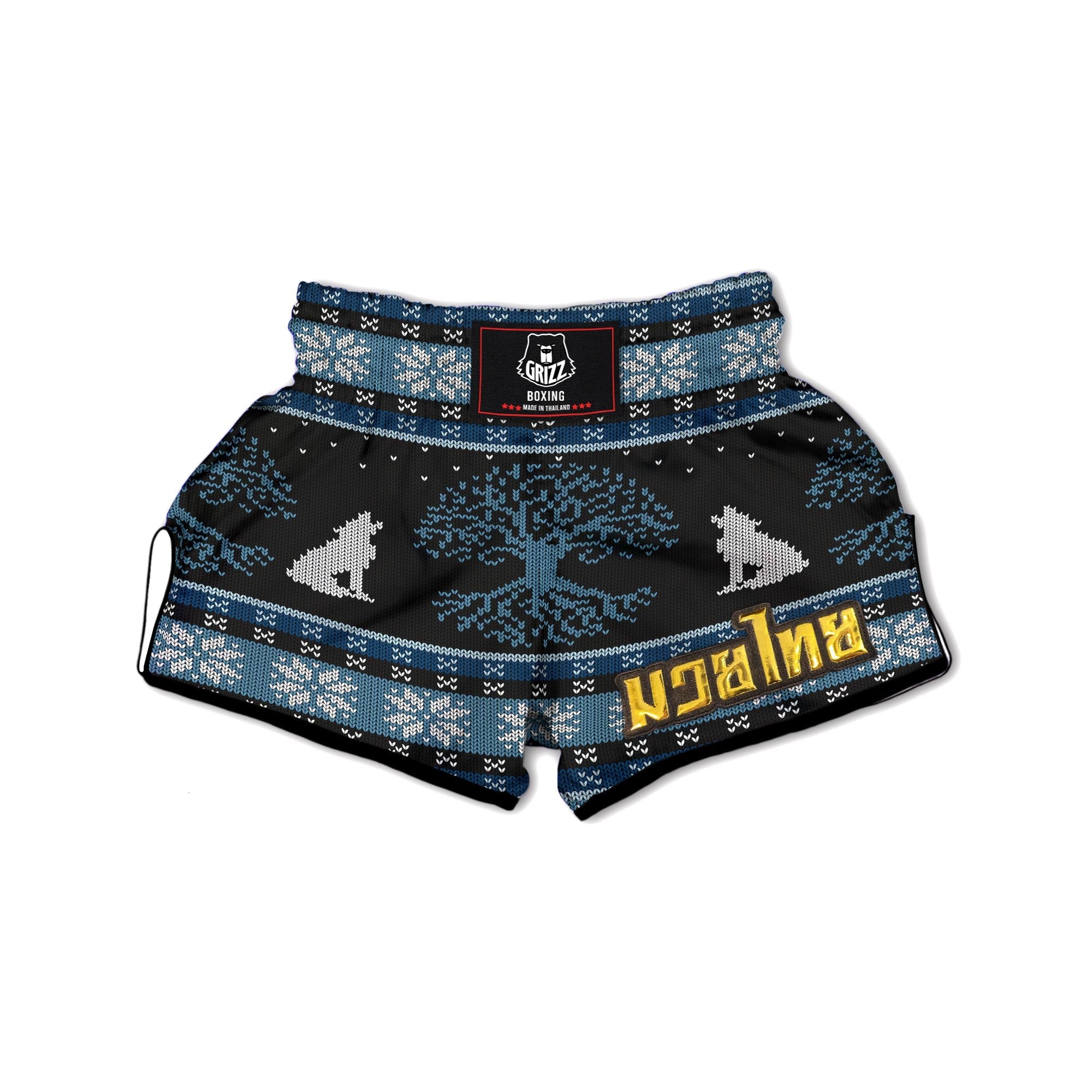 Howling Wolves And Tree Of Life Print Muay Thai Boxing Shorts-grizzshop