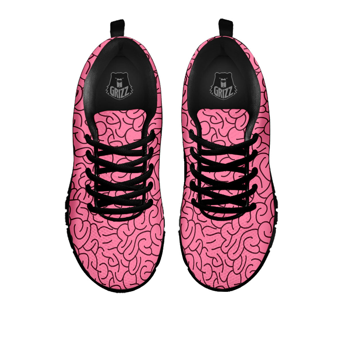 Human Brain Print Pattern Black Sneaker-grizzshop