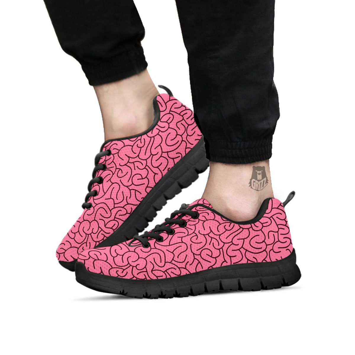 Human Brain Print Pattern Black Sneaker-grizzshop