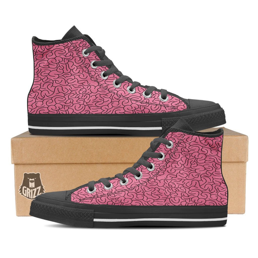 Human Brain Print Pattern High Top Shoes-grizzshop