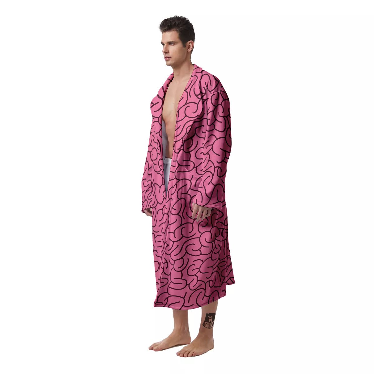 Human Brain Print Pattern Men's Robe-grizzshop