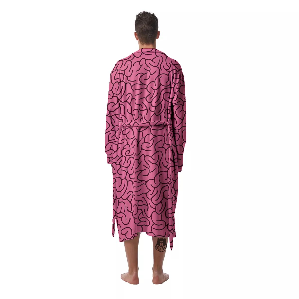 Human Brain Print Pattern Men's Robe-grizzshop