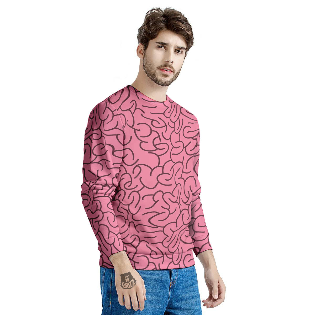 Human Brain Print Pattern Men's Sweatshirt-grizzshop