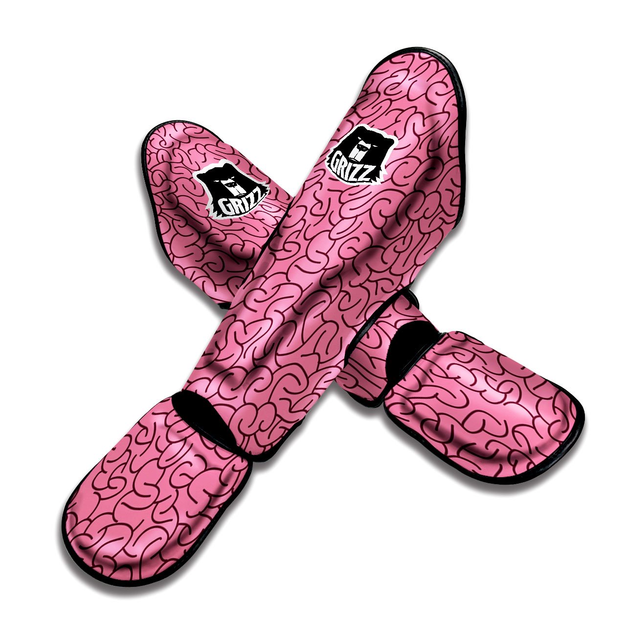 Human Brain Print Pattern Muay Thai Shin Guards-grizzshop