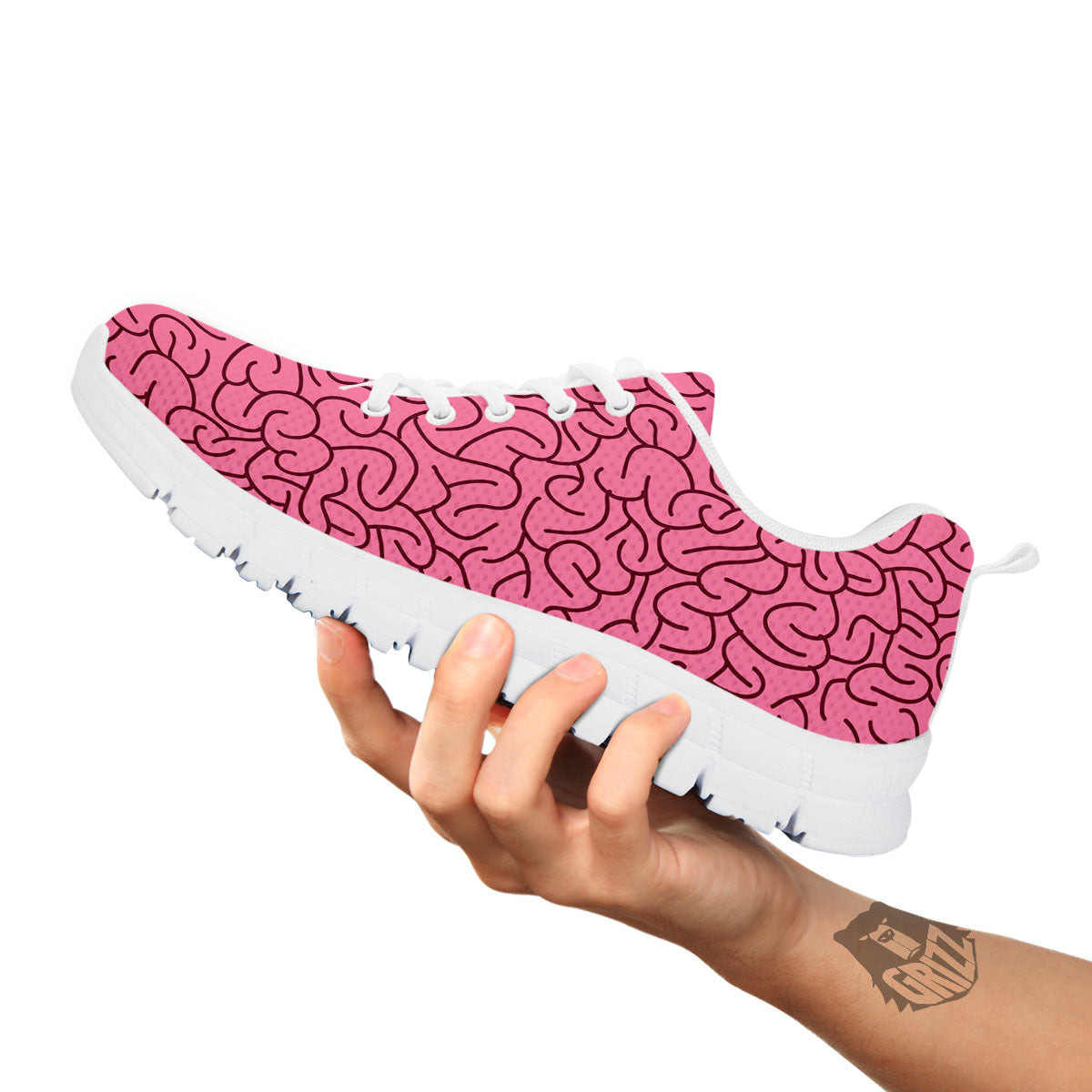 Human Brain Print Pattern White Sneaker-grizzshop