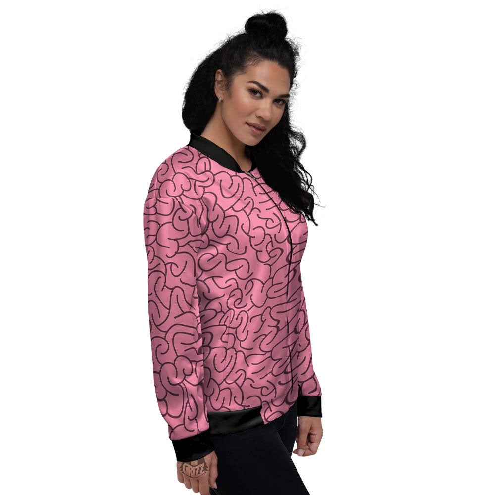 Human Brain Print Pattern Women's Bomber Jacket-grizzshop