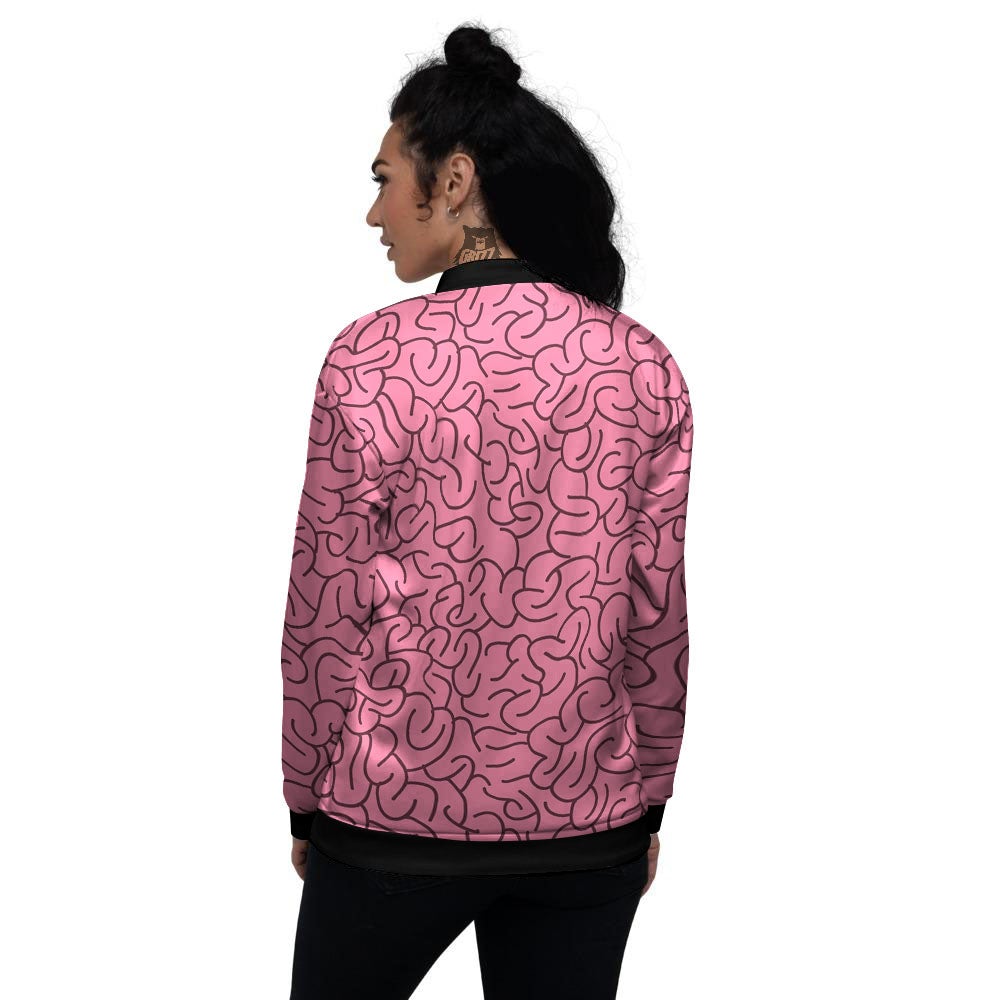 Human Brain Print Pattern Women's Bomber Jacket-grizzshop