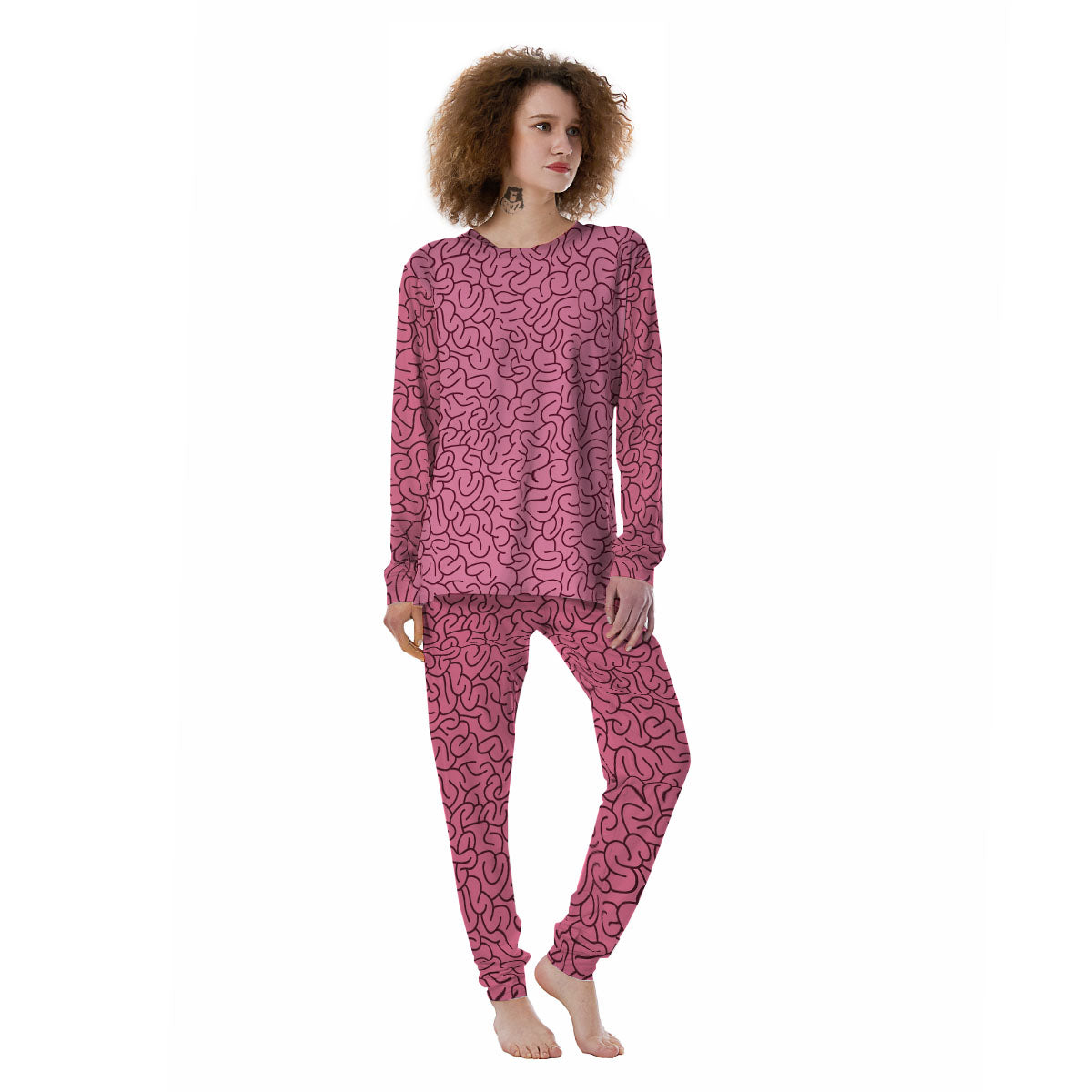 Human Brain Print Pattern Women's Pajamas-grizzshop
