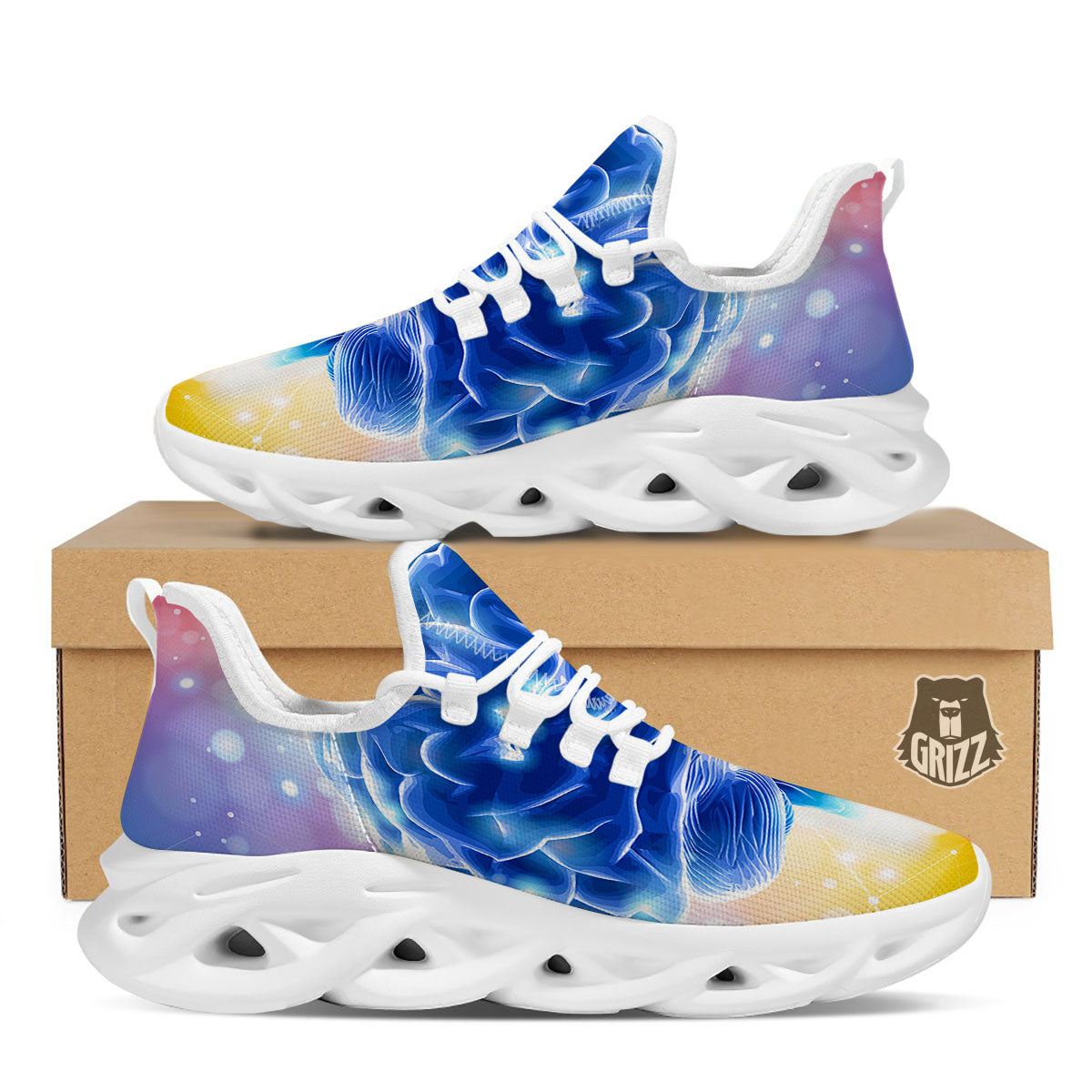 Human Brain White Running Shoes-grizzshop