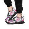 Hummingbird And Pink Flowers Print Black Sneaker-grizzshop