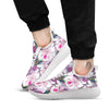 Hummingbird And Pink Flowers Print White Athletic Shoes-grizzshop