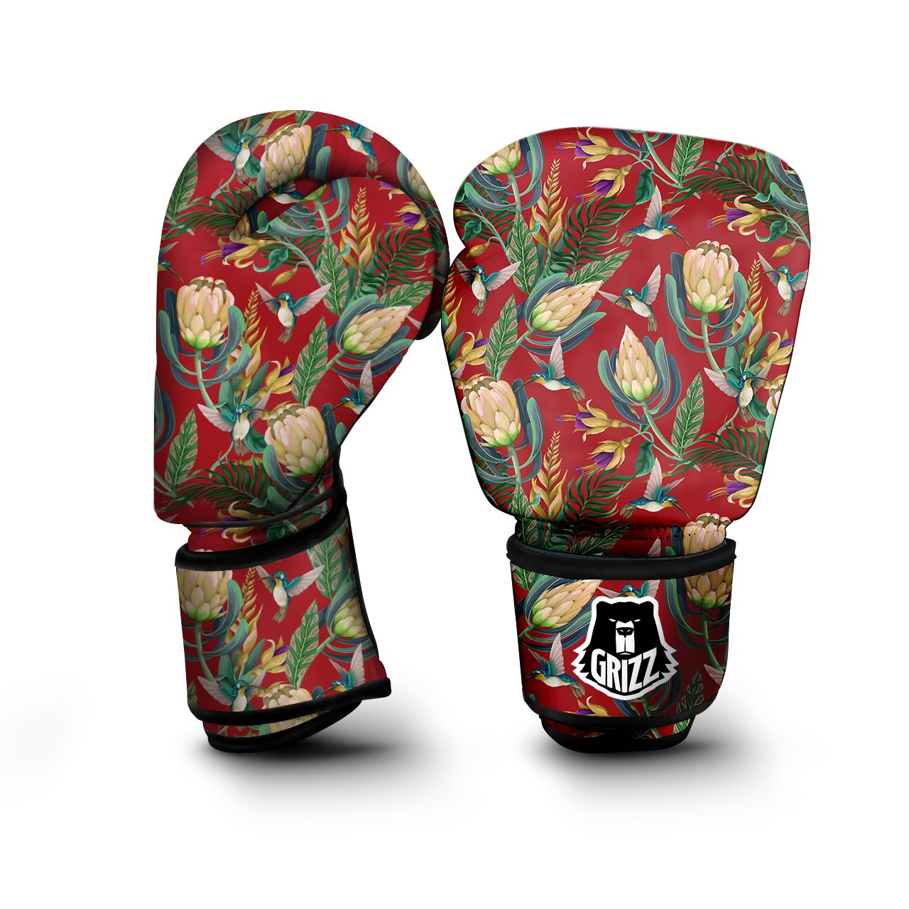 Hummingbird And Wild Flowers Print Pattern Boxing Gloves-grizzshop