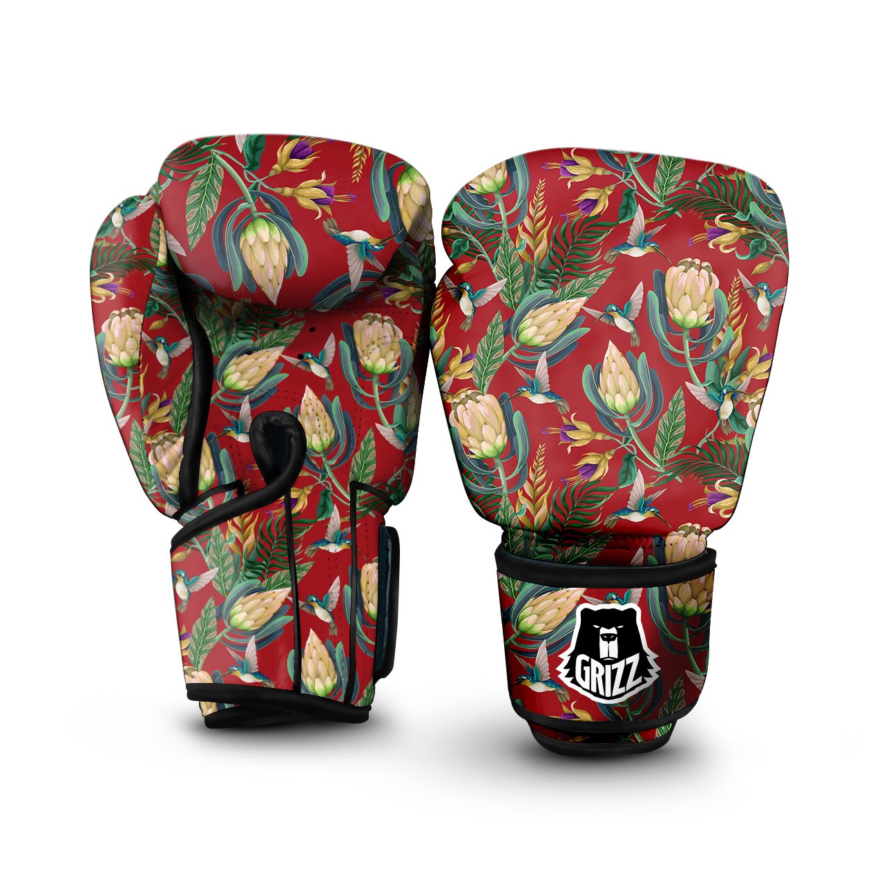 Hummingbird And Wild Flowers Print Pattern Boxing Gloves-grizzshop