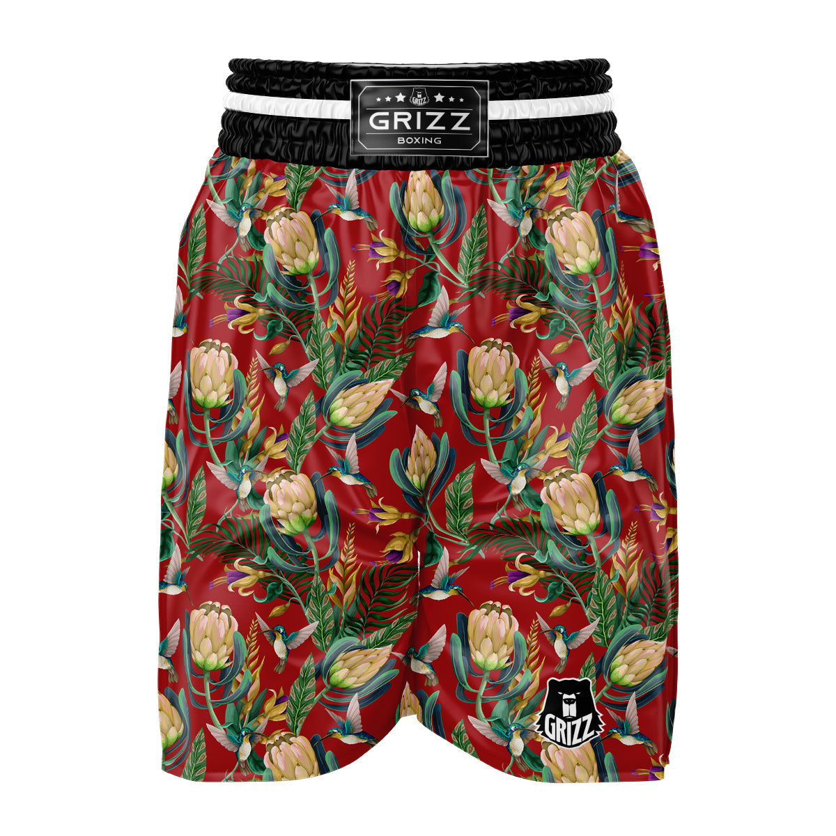 Hummingbird And Wild Flowers Print Pattern Boxing Shorts-grizzshop