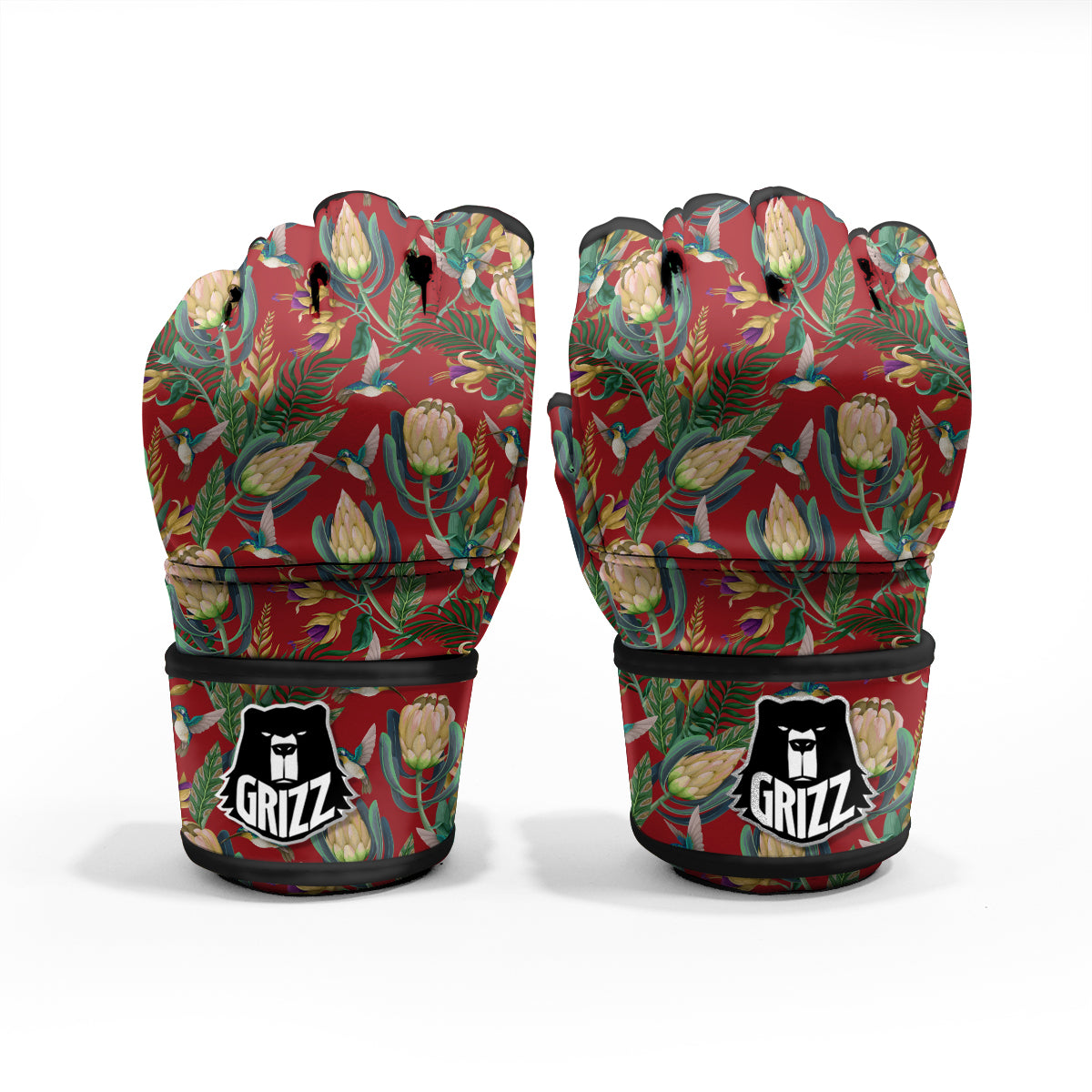 Hummingbird And Wild Flowers Print Pattern MMA Gloves-grizzshop