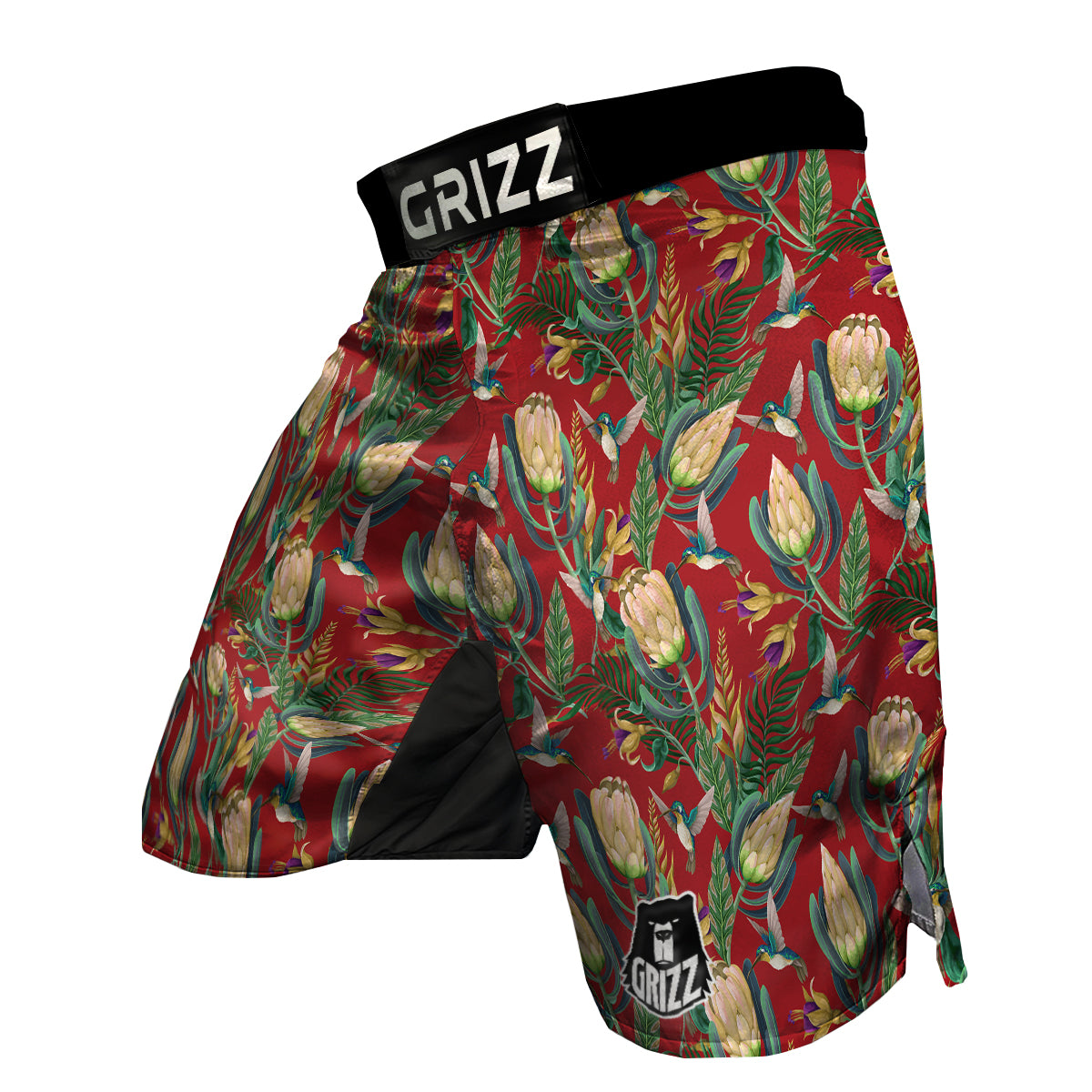 Hummingbird And Wild Flowers Print Pattern MMA Shorts-grizzshop