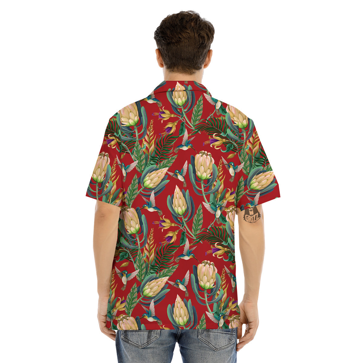 Hummingbird And Wild Flowers Print Pattern Men's Hawaiian Shirt-grizzshop