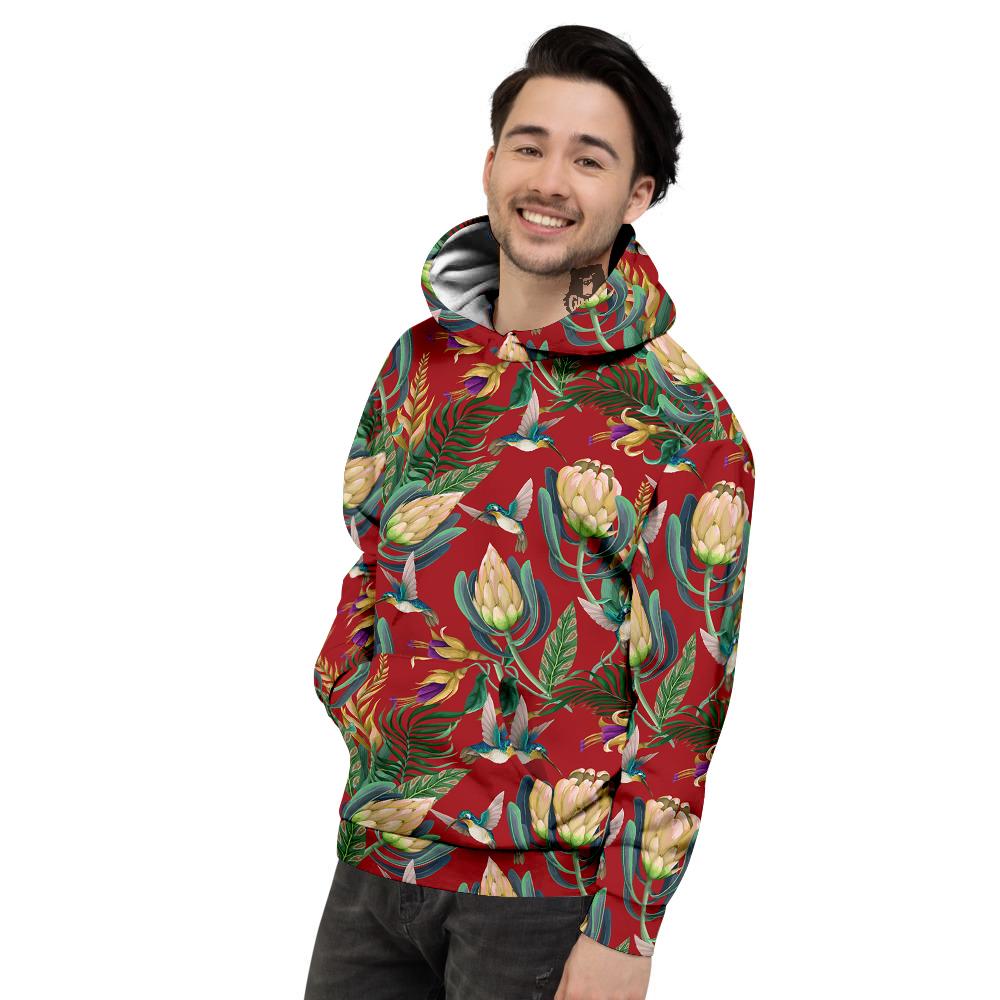Hummingbird And Wild Flowers Print Pattern Men's Hoodie-grizzshop