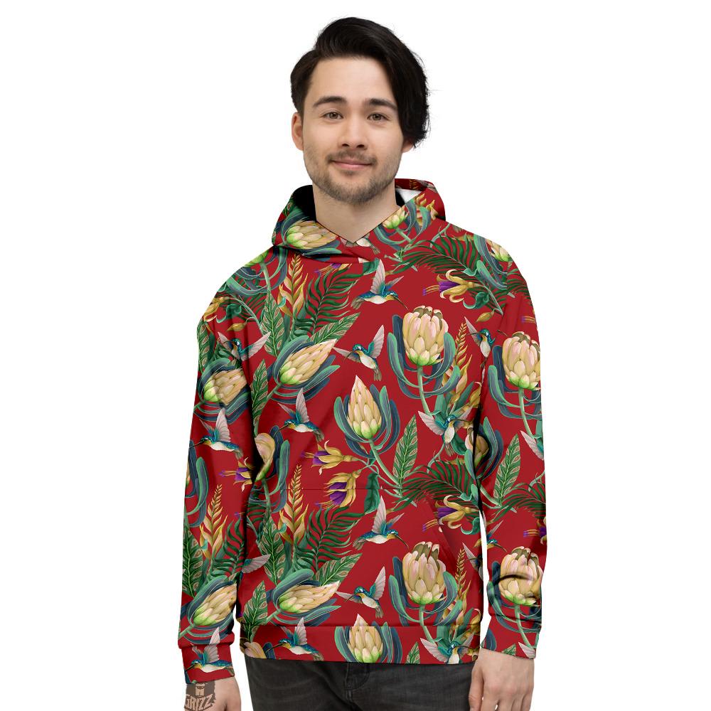 Hummingbird And Wild Flowers Print Pattern Men's Hoodie-grizzshop