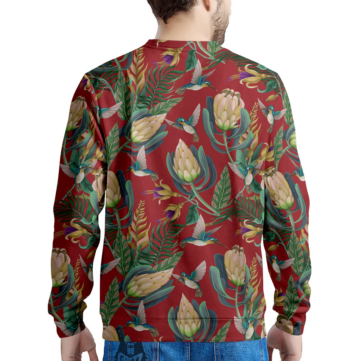 Hummingbird And Wild Flowers Print Pattern Men's Sweatshirt-grizzshop