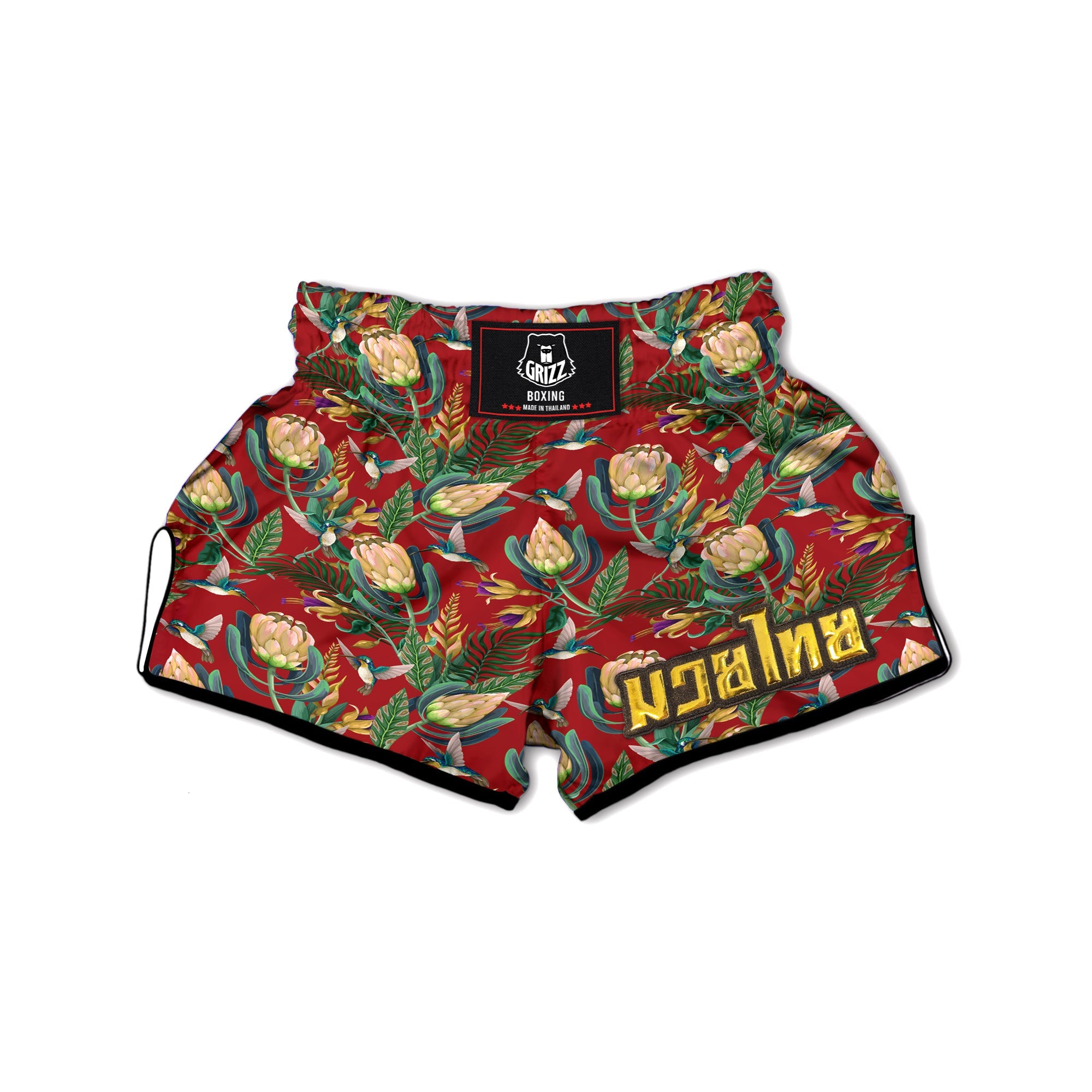Hummingbird And Wild Flowers Print Pattern Muay Thai Boxing Shorts-grizzshop