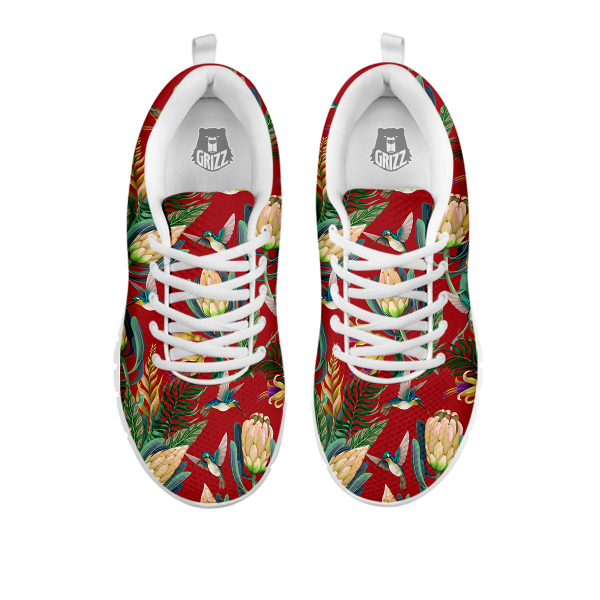 Hummingbird And Wild Flowers Print Pattern White Sneaker-grizzshop