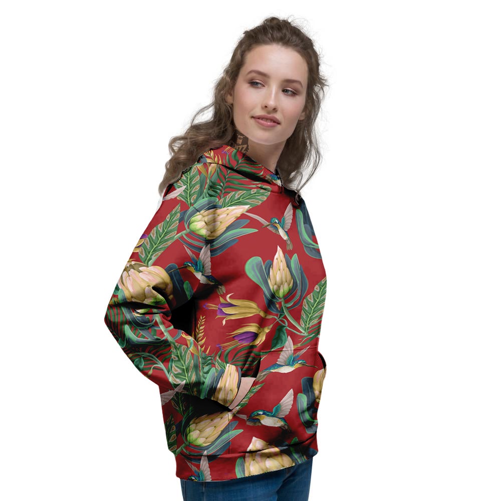 Hummingbird And Wild Flowers Print Pattern Women's Hoodie-grizzshop