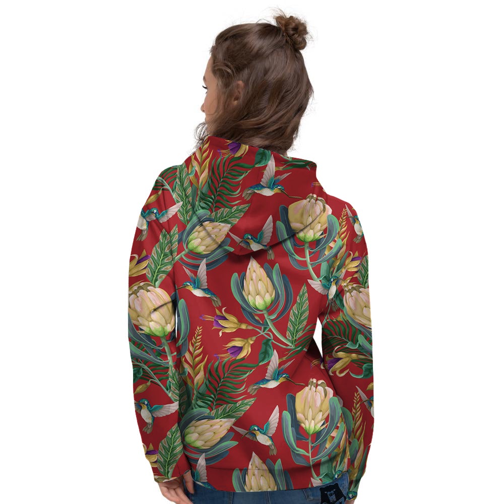 Hummingbird And Wild Flowers Print Pattern Women's Hoodie-grizzshop
