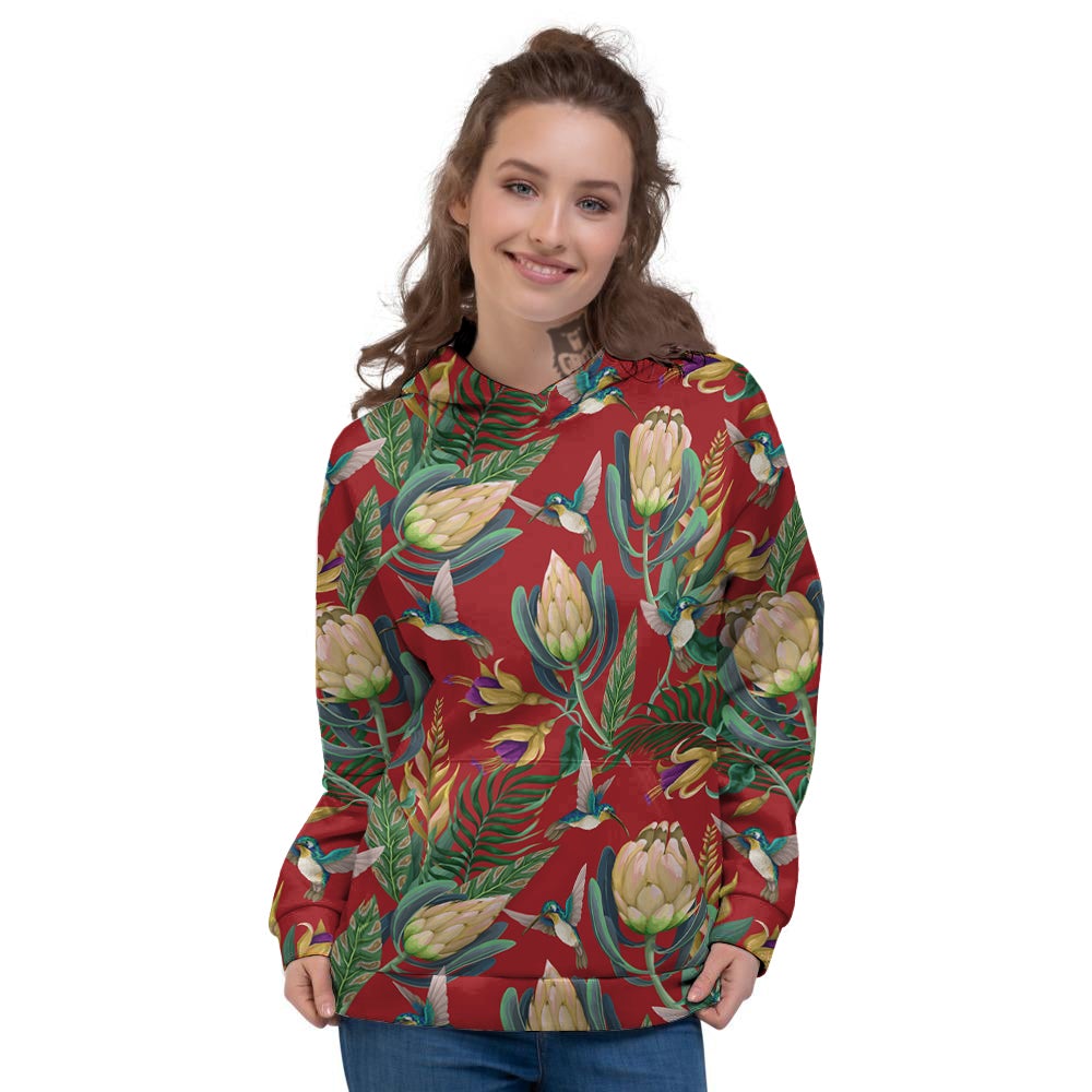 Hummingbird And Wild Flowers Print Pattern Women's Hoodie-grizzshop