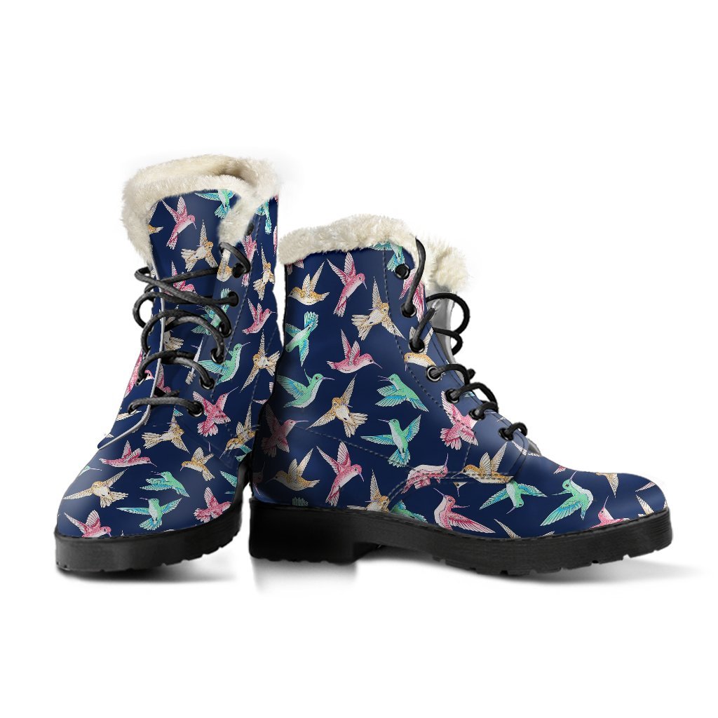 Hummingbird Colorful Pattern Print Comfy Winter Boots-grizzshop