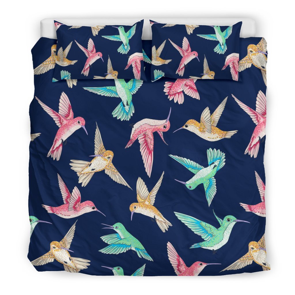 Hummingbird Colorful Pattern Print Duvet Cover Bedding Set-grizzshop