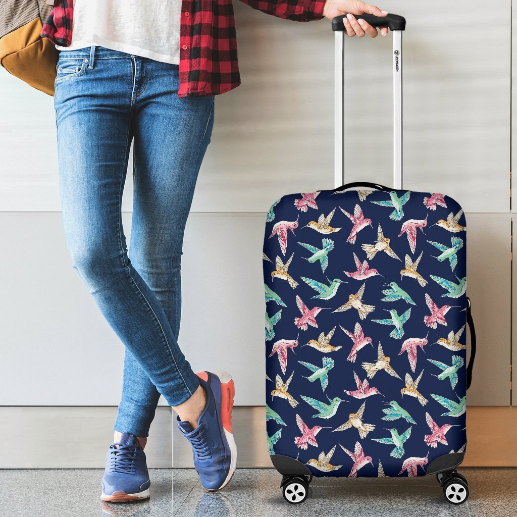 Hummingbird Colorful Pattern Print Luggage Cover Protector-grizzshop