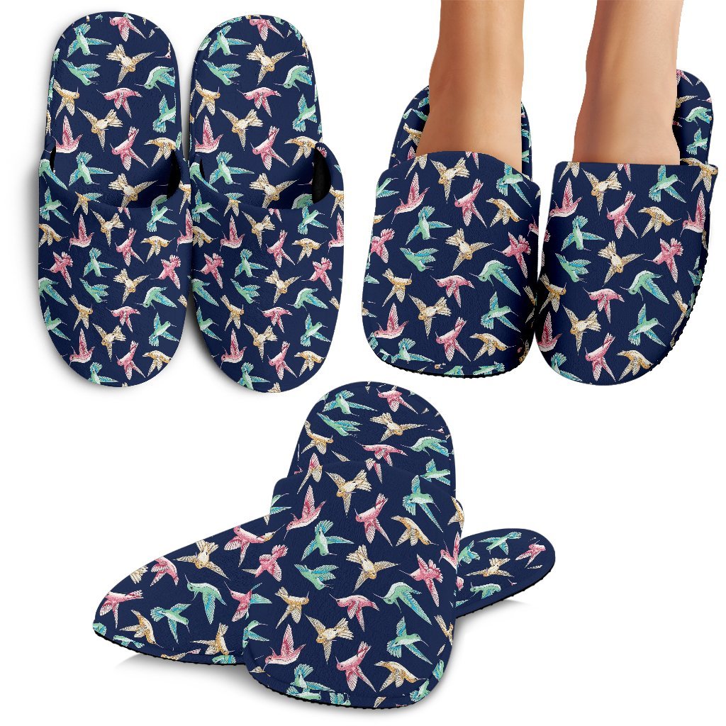 Hummingbird Colorful Pattern Print Premium Home Slippers-grizzshop