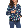 Hummingbird Colorful Pattern Print Women Casual Bomber Jacket-grizzshop