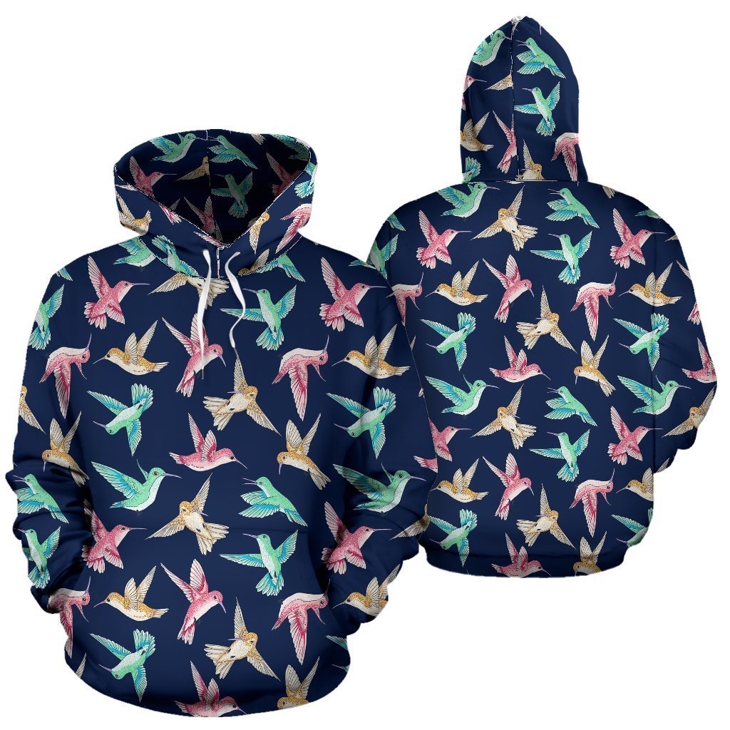 Hummingbird Colorful Pattern Print Women Men Pullover Hoodie-grizzshop