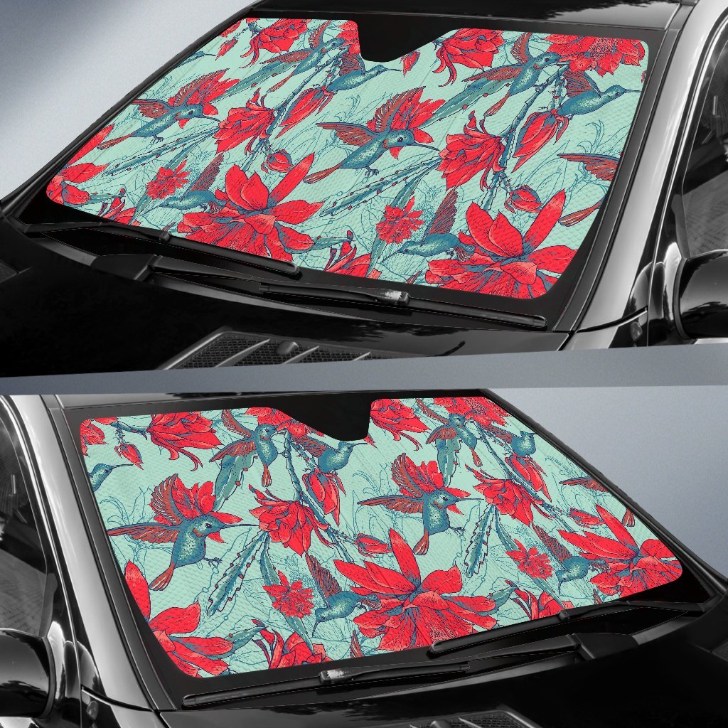 Hummingbird Floral Car Sun Shade-grizzshop