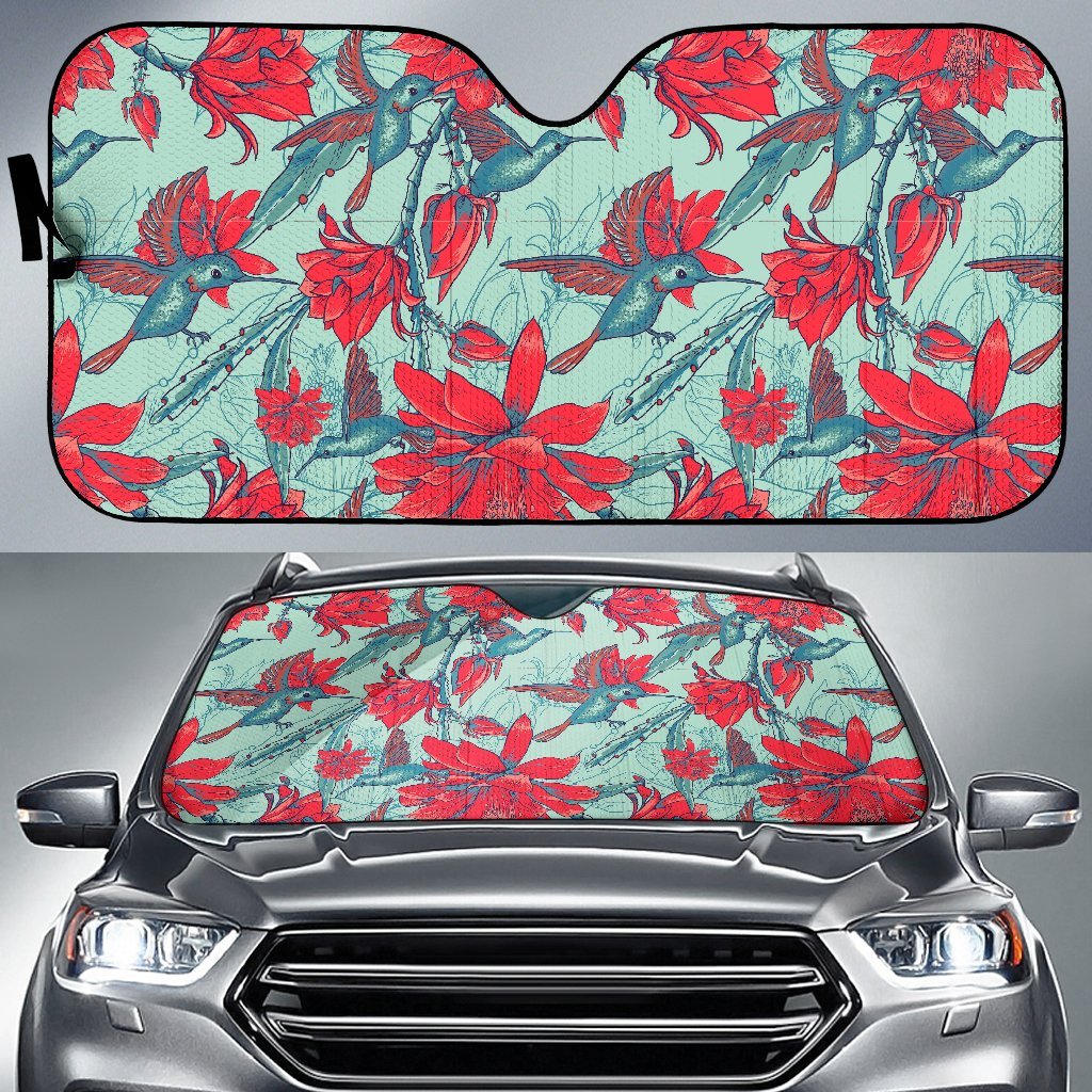 Hummingbird Floral Car Sun Shade-grizzshop