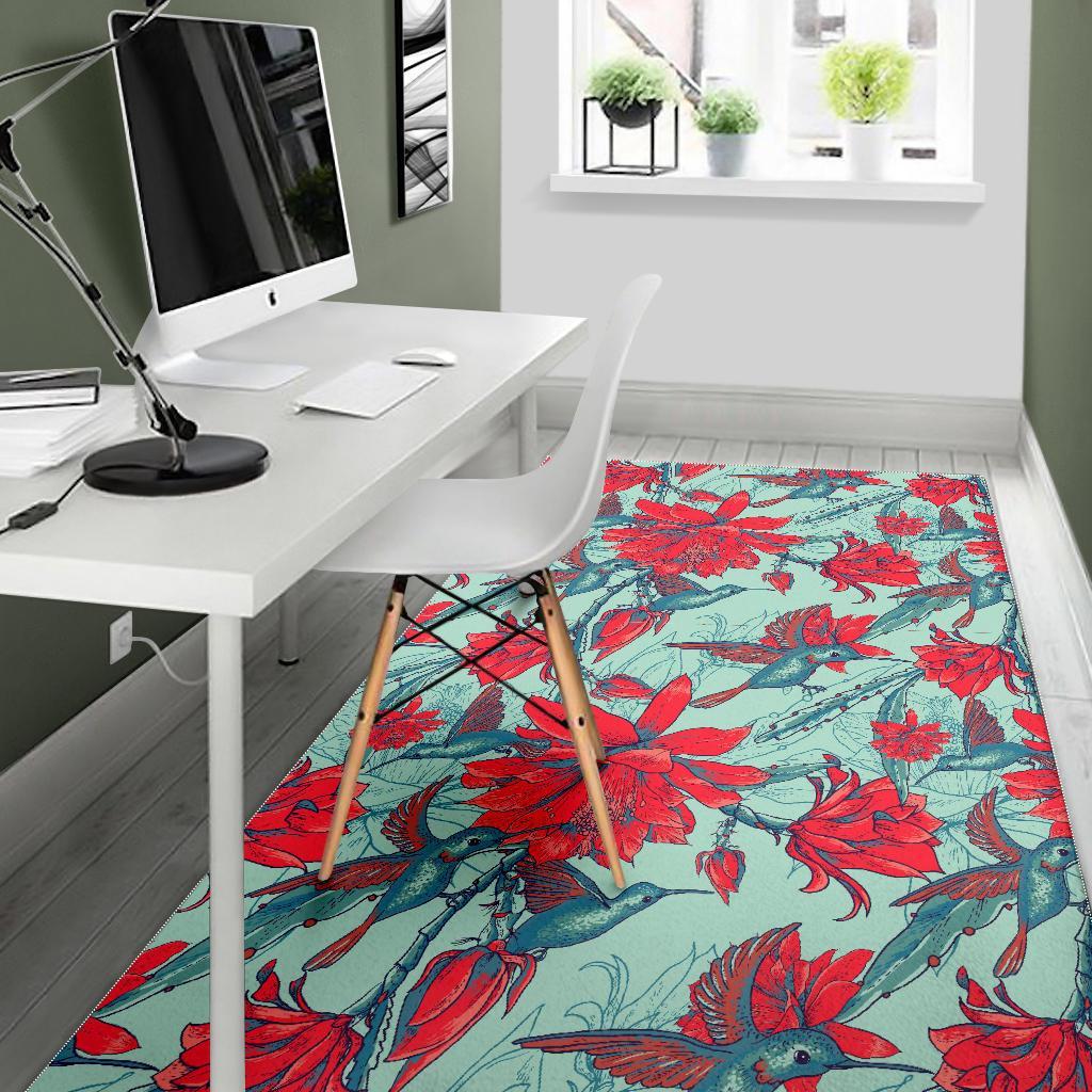 Hummingbird Floral Floor Mat-grizzshop