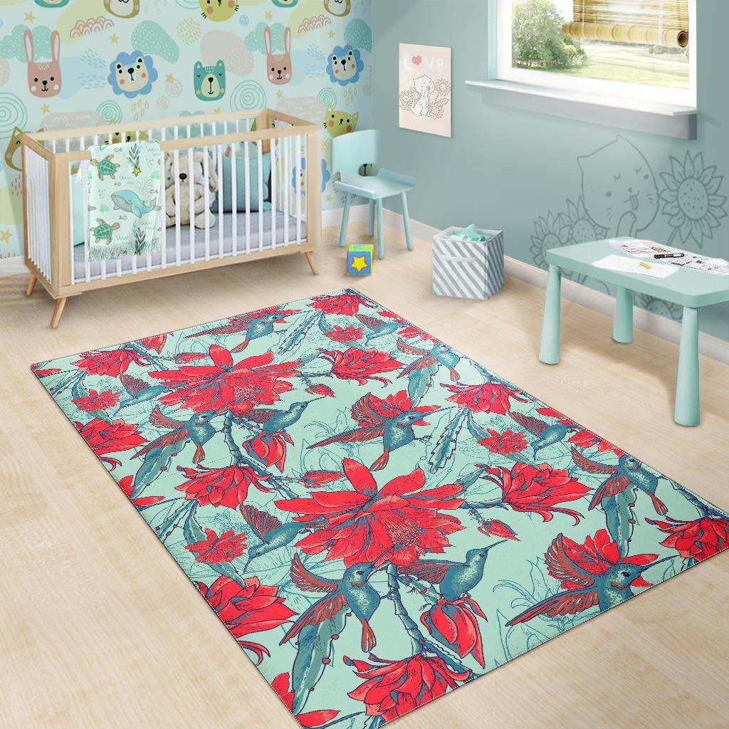 Hummingbird Floral Floor Mat-grizzshop