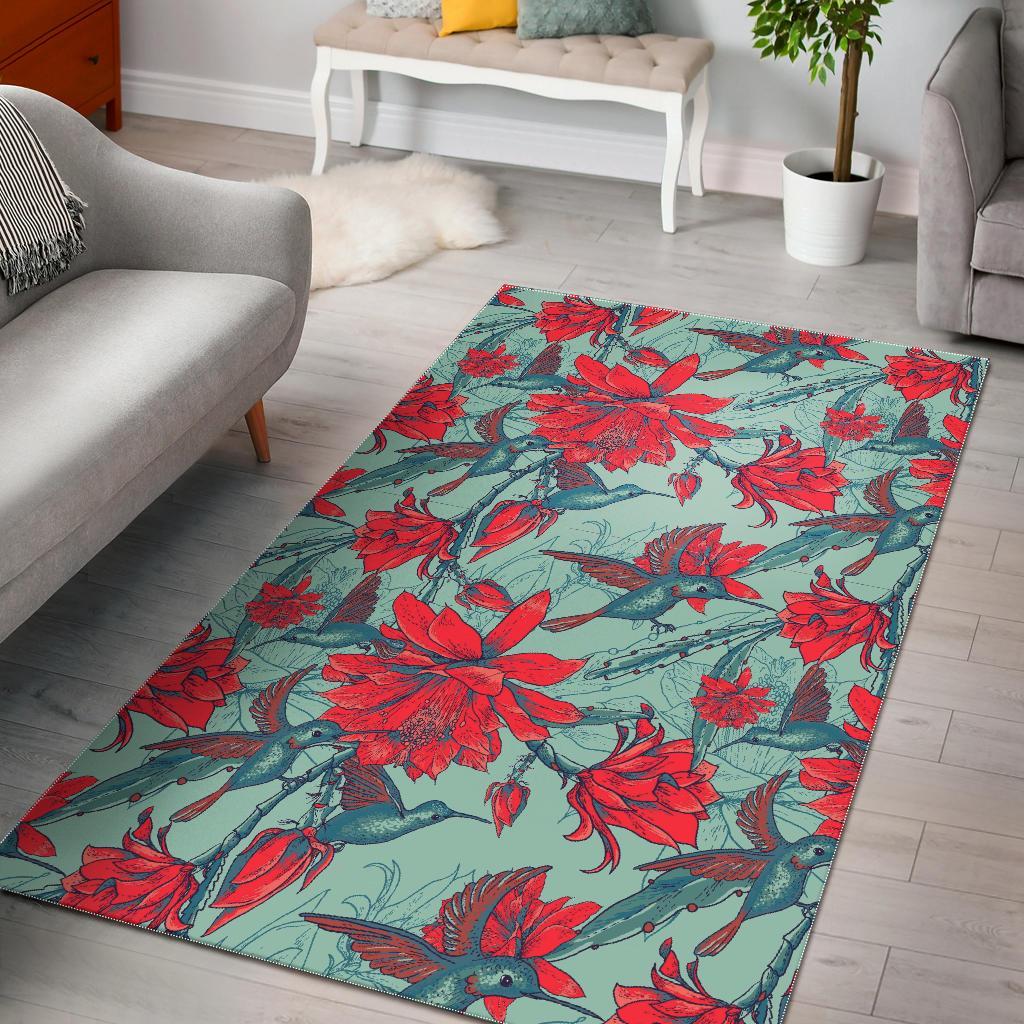 Hummingbird Floral Floor Mat-grizzshop