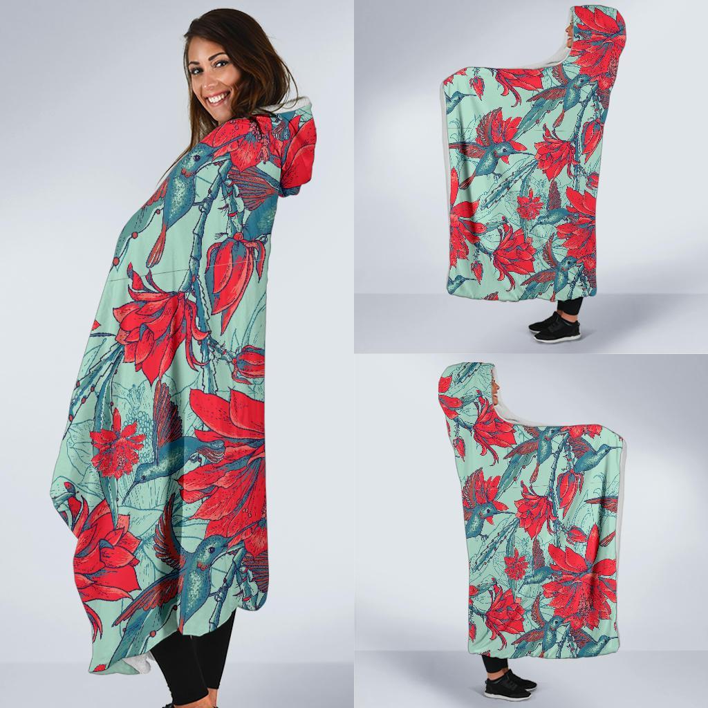 Hummingbird Floral Hooded Blanket-grizzshop