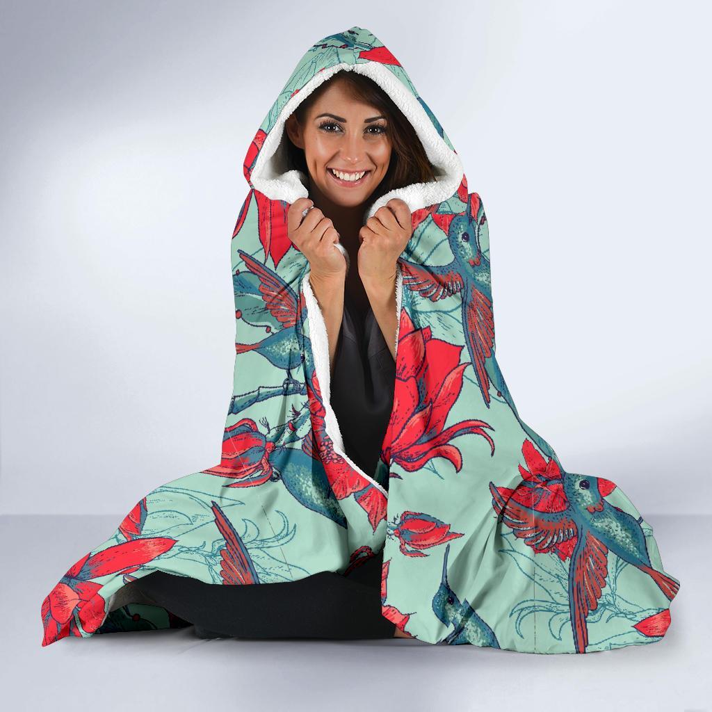 Hummingbird Floral Hooded Blanket-grizzshop