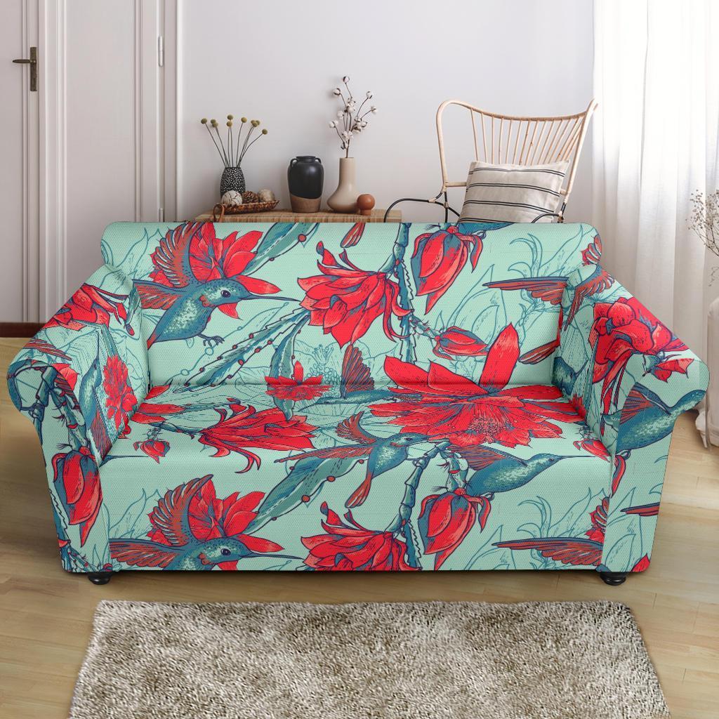 Hummingbird Floral Loveseat Cover-grizzshop