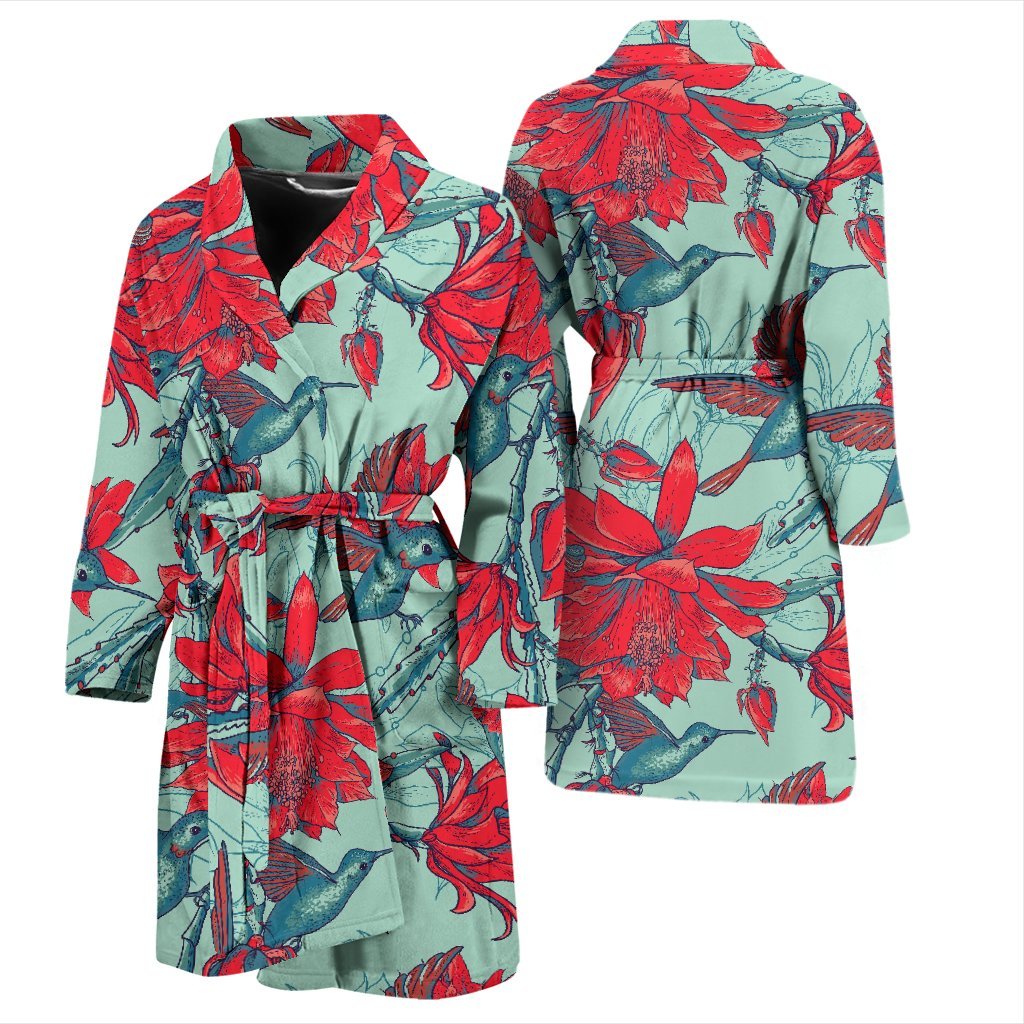 Hummingbird Floral Men Long Robe-grizzshop