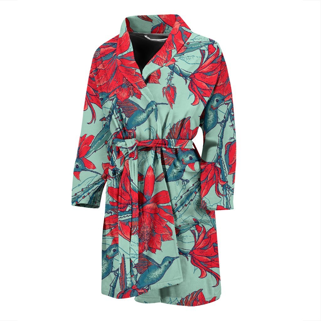 Hummingbird Floral Men Long Robe-grizzshop